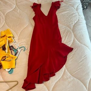 Fitted red dress open back from hello molly